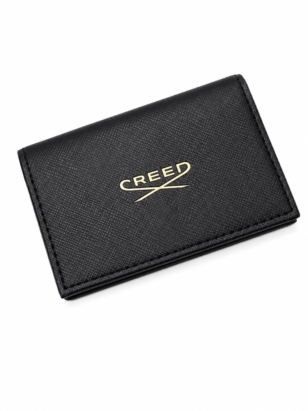 Creed Black Leather Card & Key Holder with Gold Logo